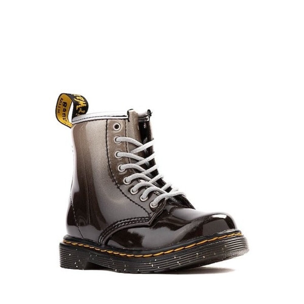 Dr. Martens 1460 8-Eye Patent Boot - Toddler - Black / Silver Gradient